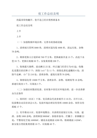 城管年度工作总结及明年工作计划模板汇集