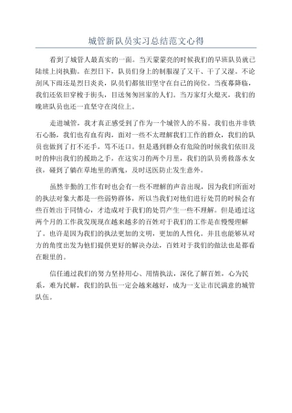 城管新队员实习总结范文心得