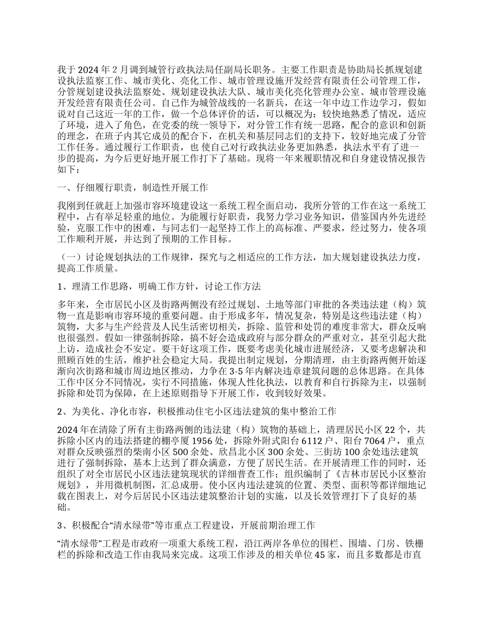 城管行政执法局任副局长述职报告_第1页