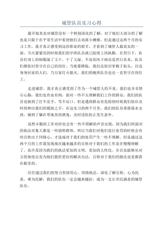 城管队员实习心得