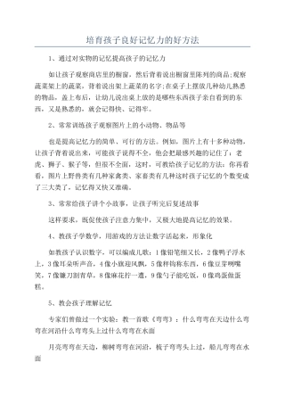 培养孩子良好记忆力的好方法