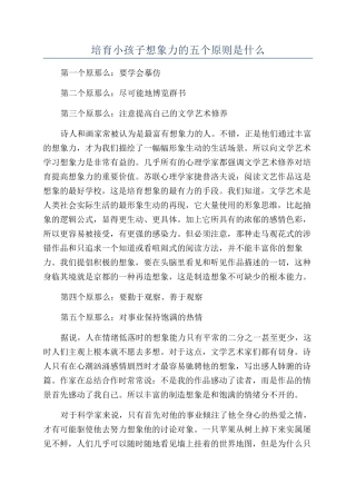 培养小孩子想象力的五个原则是什么