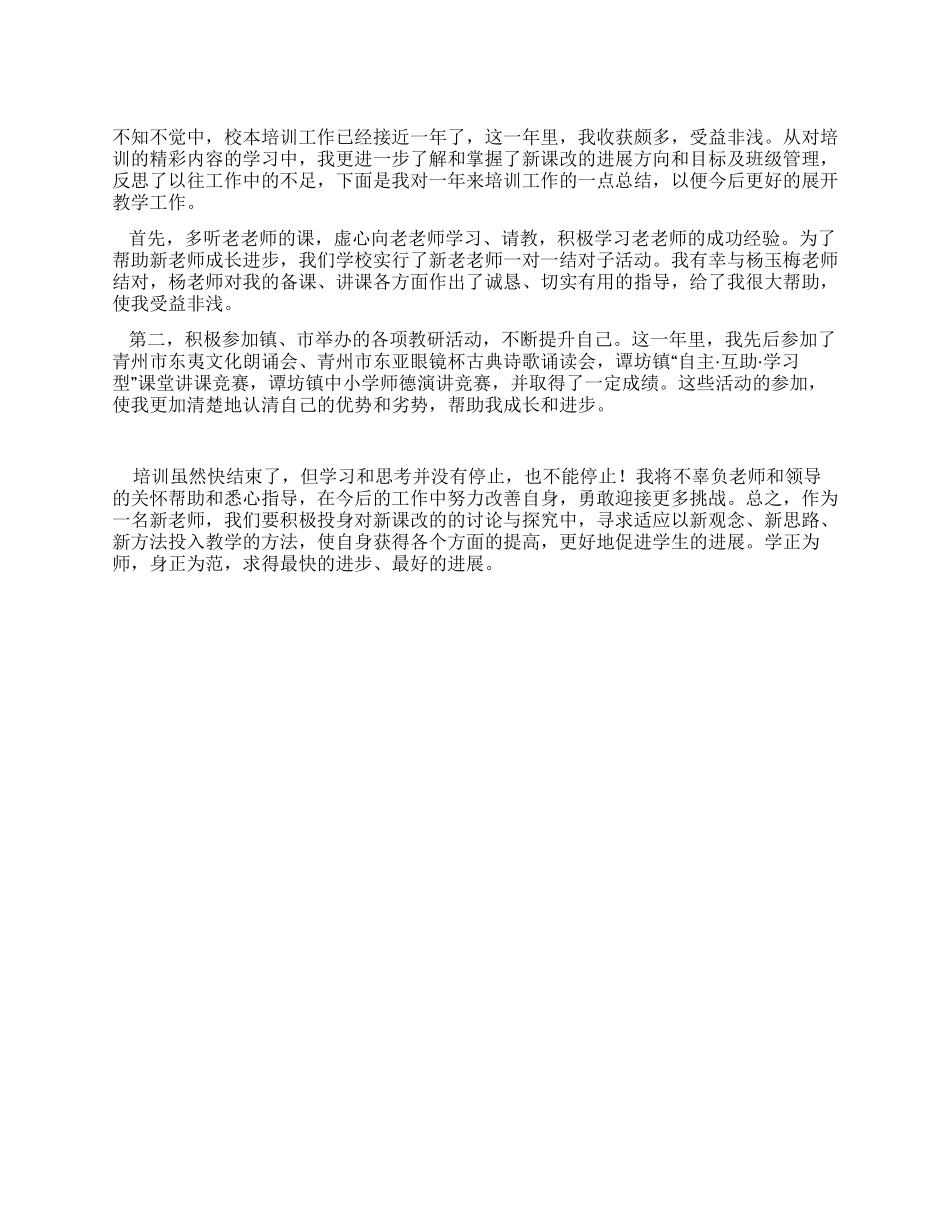 培训一年的教师工作总结_第1页