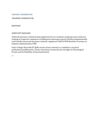 培训协调员英文简历范文