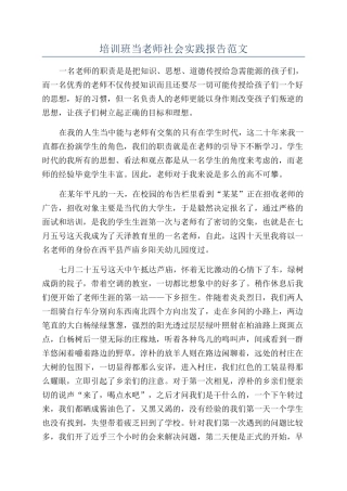 培训班当老师社会实践报告范文