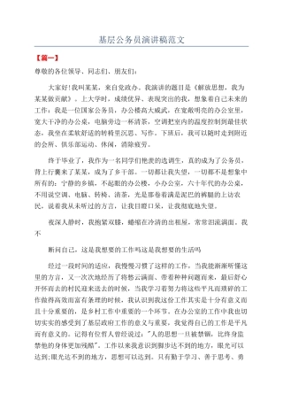 基层公务员演讲稿范文