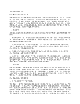 基层党组织整改方案