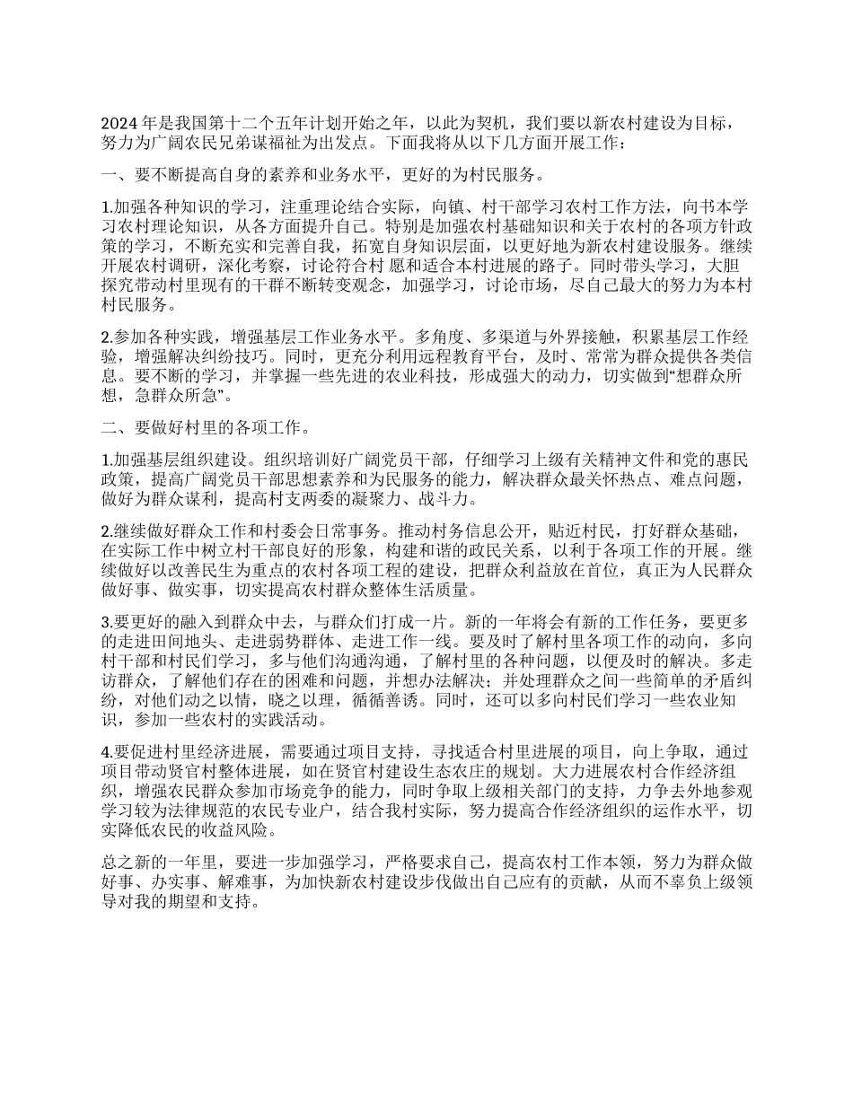 基层村官个人工作规划_第1页
