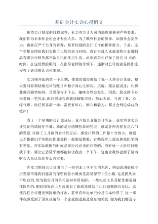 基础会计实训心得例文