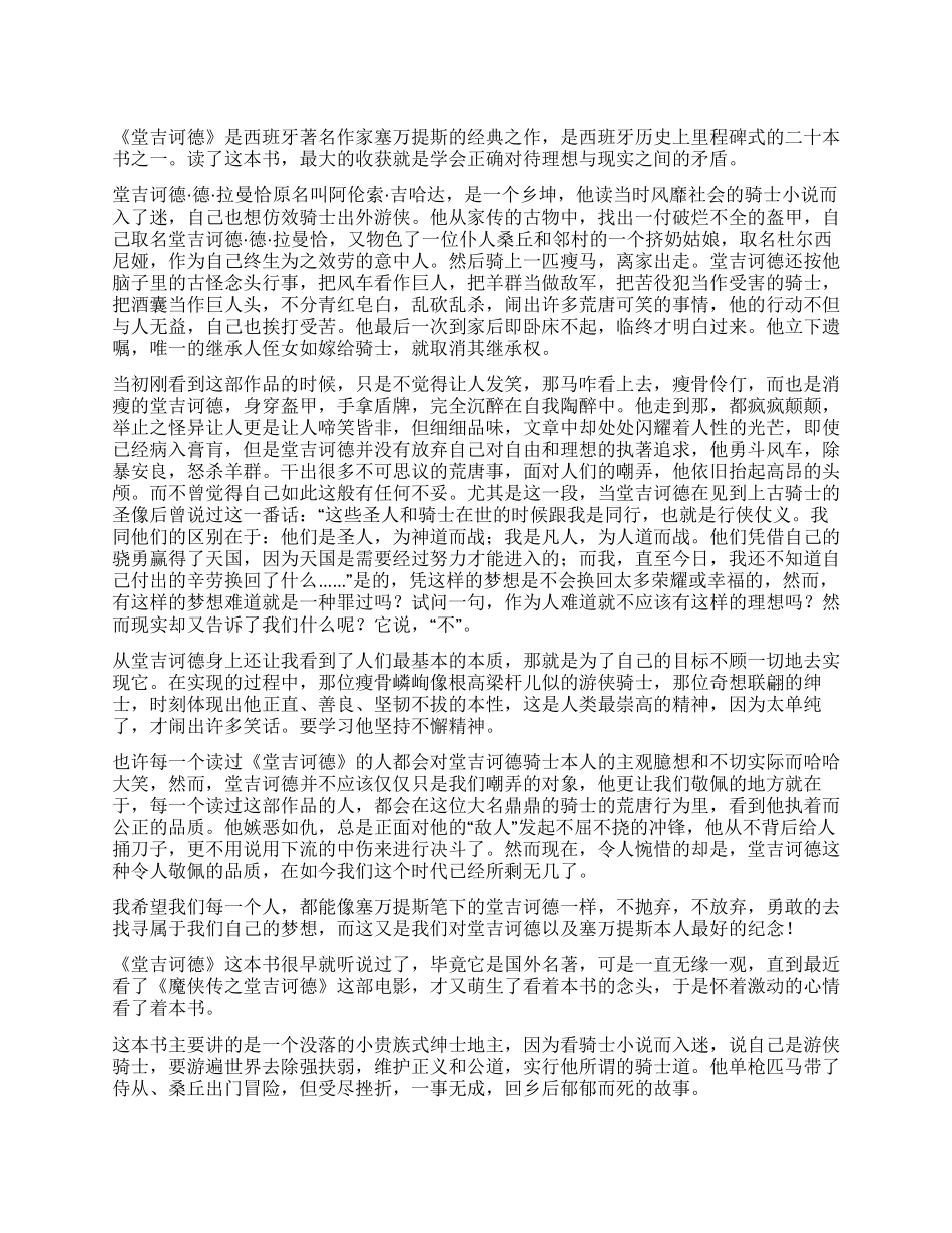 堂吉坷德读后感_第1页