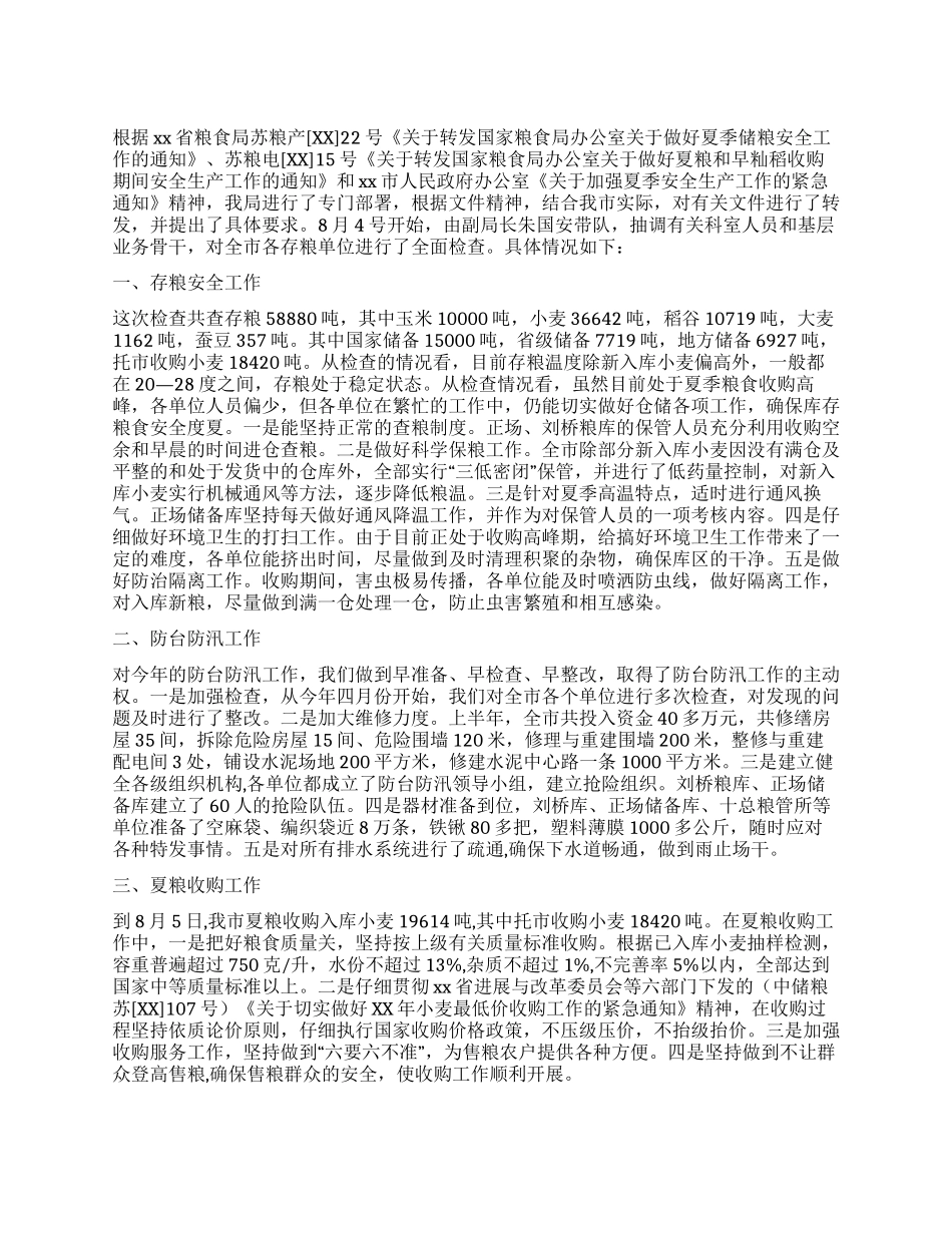 夏季存粮安全检查工作总结_第1页