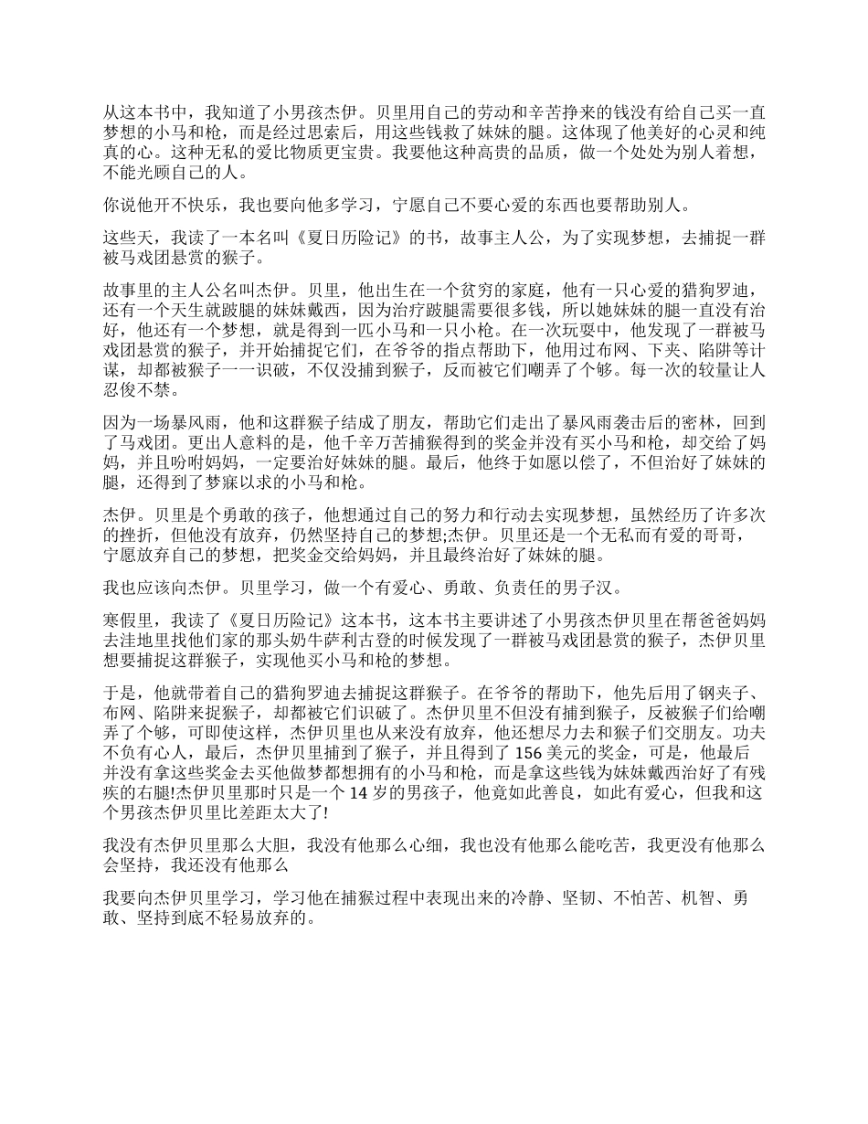 夏日历险记读后感400字作文五篇_第2页