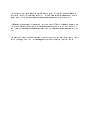 外企求职英文面试300字自我介绍范文