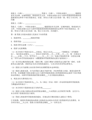 外国政府贷款第二类项目借款合同格式
