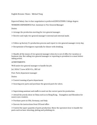 外贸人员个人英文简历范文