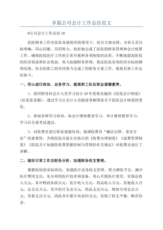 多篇公司会计工作总结范文