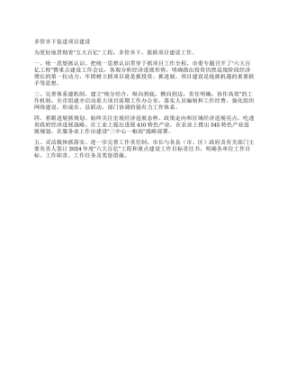 多管齐下推进项目
