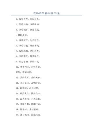 夜场酒品牌标语33条