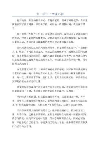 大一学生上网课心得