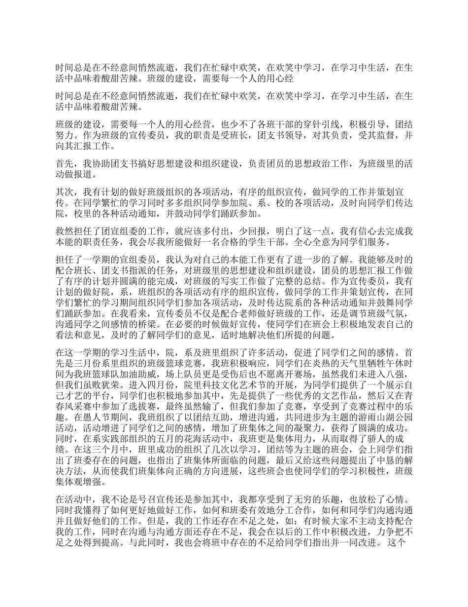 大一宣传委员工作总结_第1页