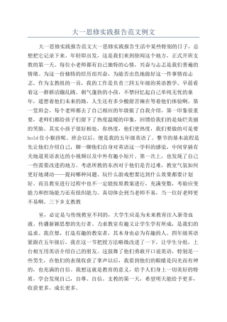 大一思修实践报告范文例文