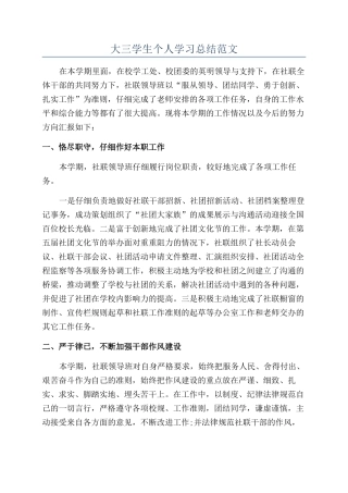 大三学生个人学习总结范文