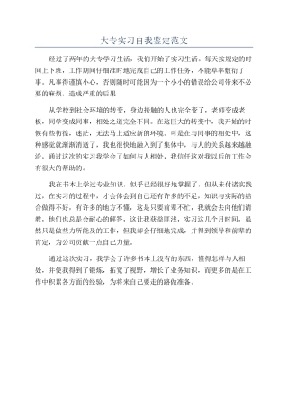 大专实习自我鉴定范文