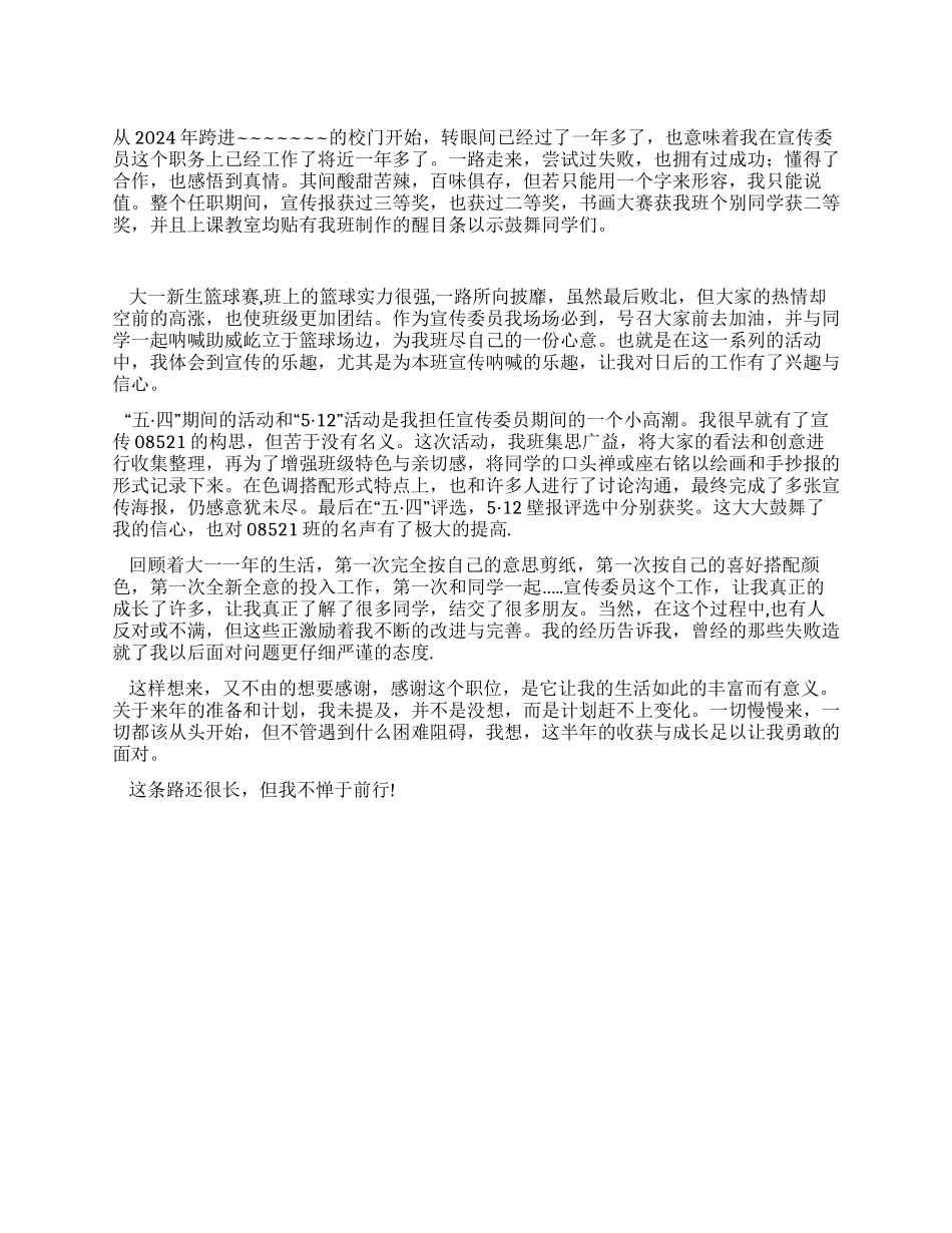 大二宣传委员工作总结_第1页