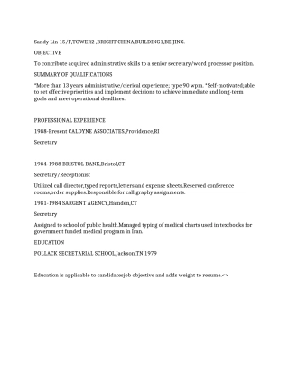 大公司高级秘书Secretary英文简历