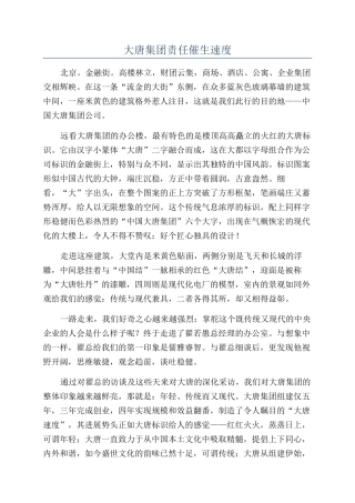 大唐集团责任催生速度