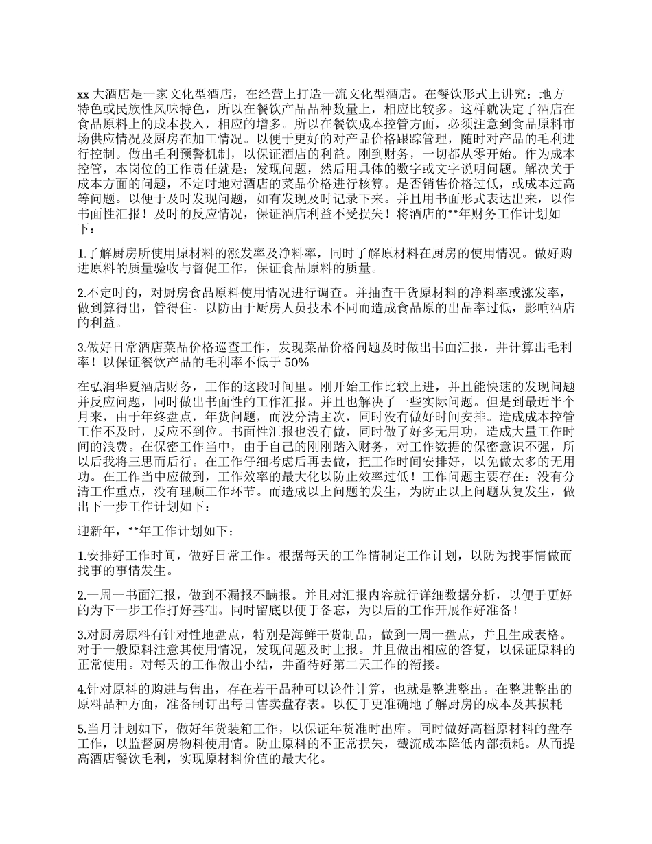 大型酒店财务计划_第1页