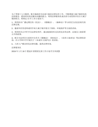 大城子镇村官团支部法律服务队2024年工作计划