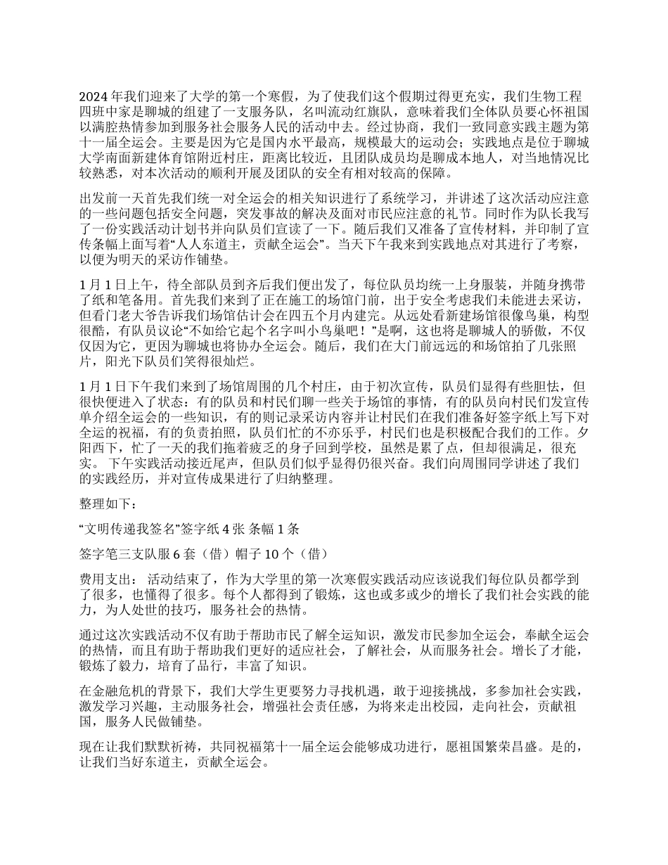 大学2024年大学生寒假实践报告_第1页