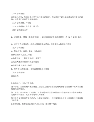 大学创意活动＂助残友深入'童'心＂策划书