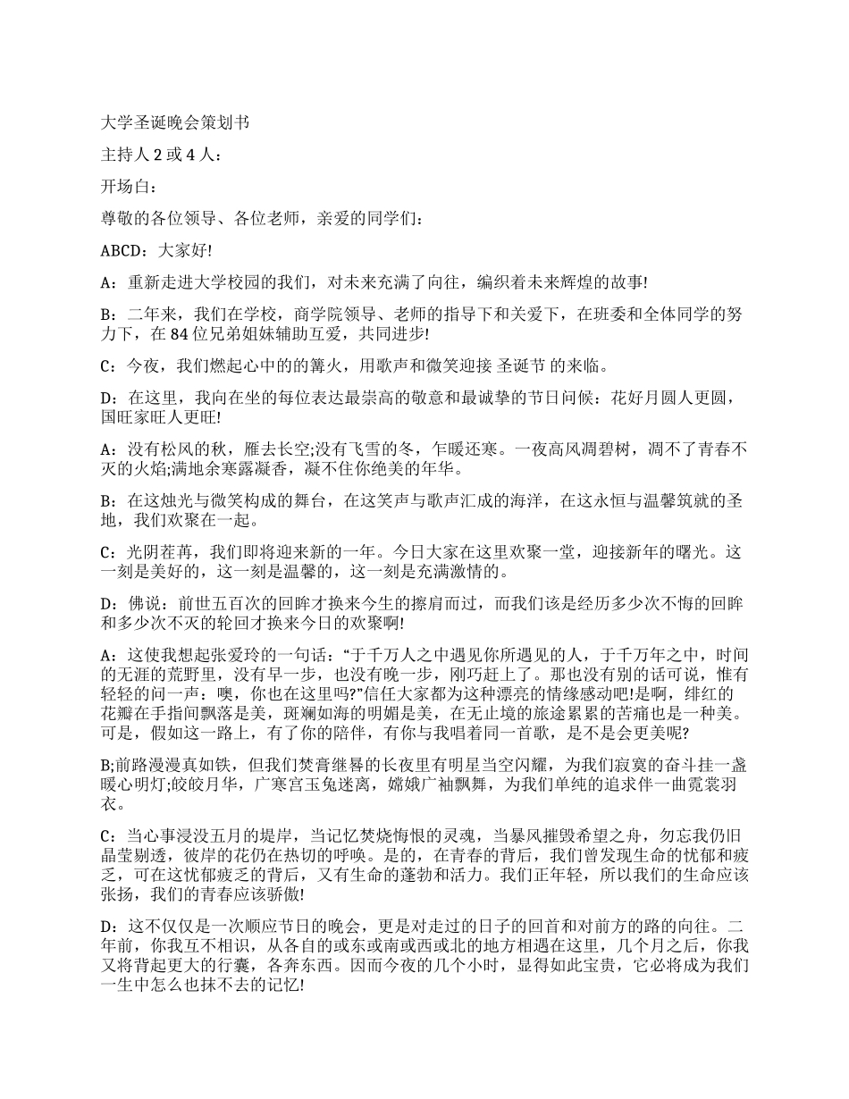 大学圣诞节狂欢活动策划书范文_第1页