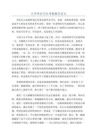 大学外出写生考察报告范文
