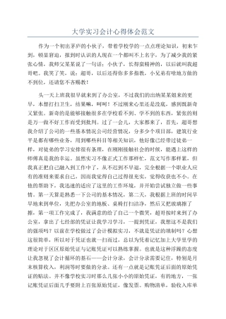 大学实习会计心得体会范文
