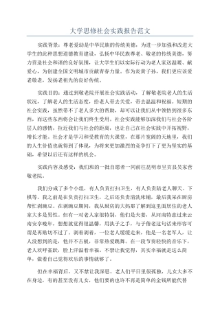 大学思修社会实践报告范文