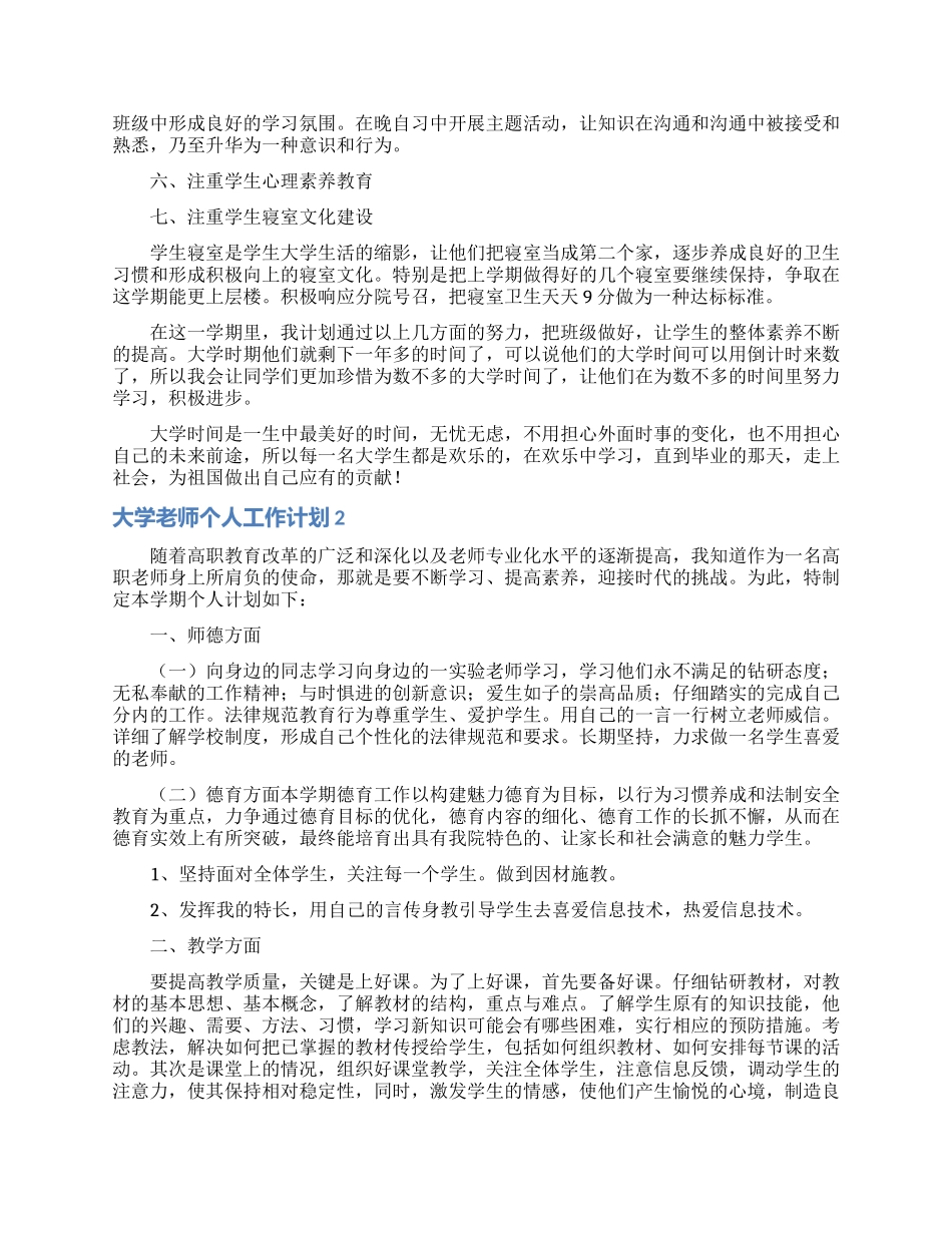 大学教师个人工作计划_第2页