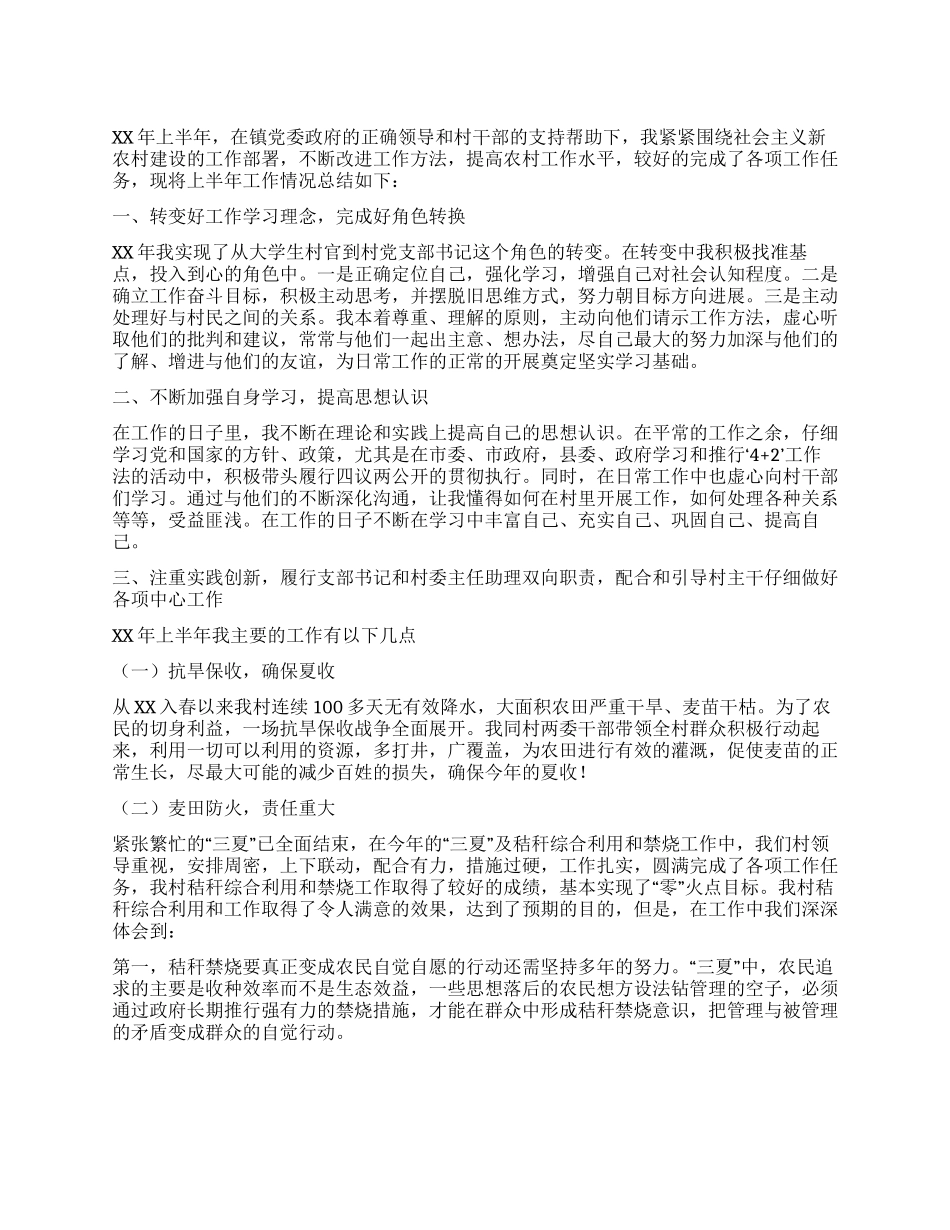 大学村干部党支部书记工作总结_第1页