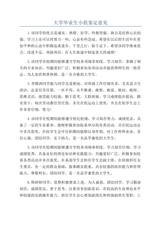 大学毕业生小组鉴定意见