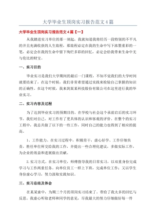 大学毕业生顶岗实习报告范文4篇