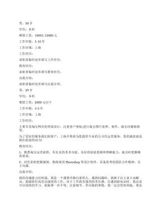 大学生个人简历作文