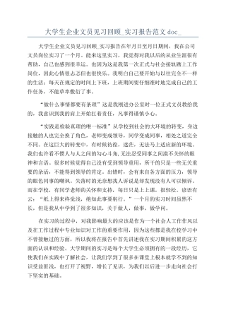 大学生企业文员见习回顾-实习报告范文doc-