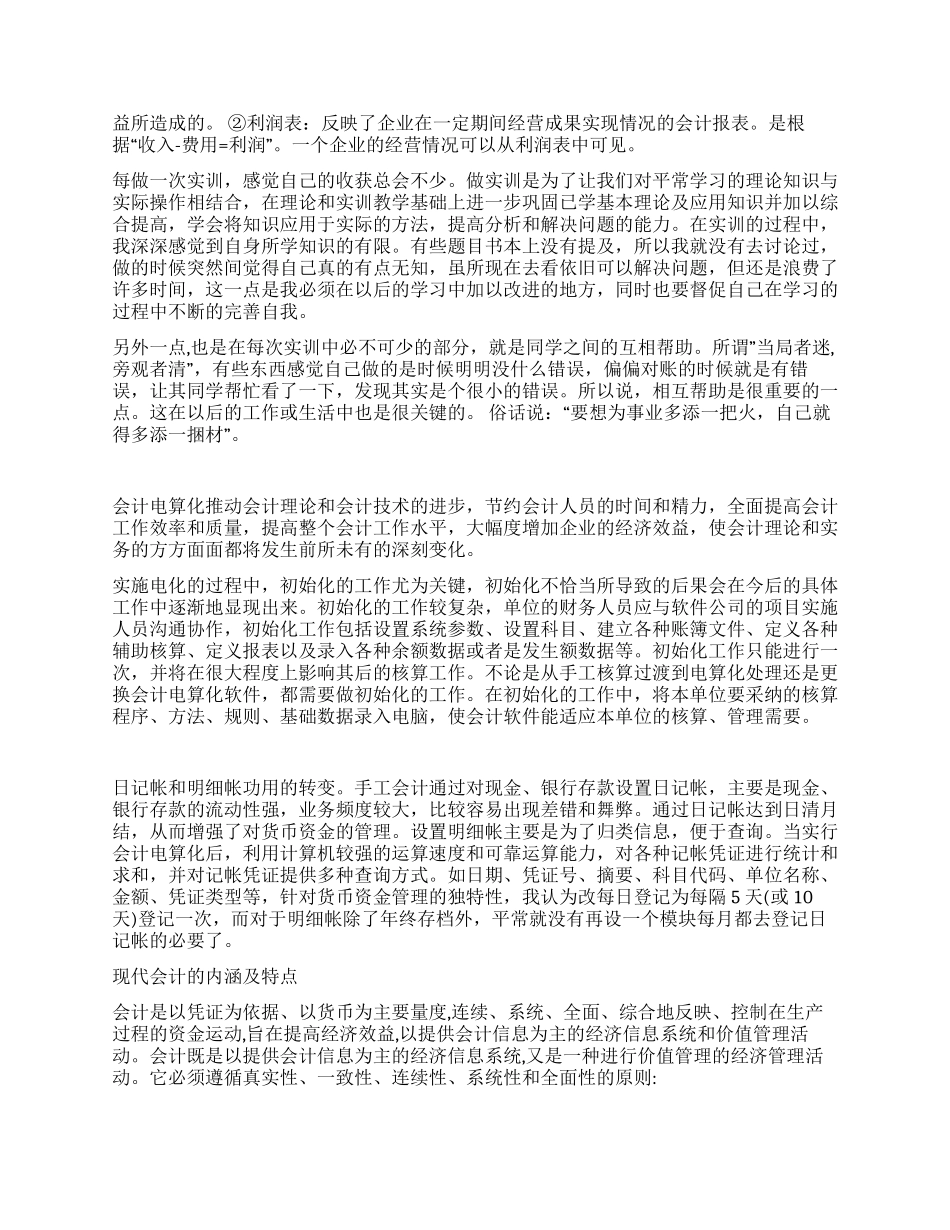 大学生会计电算化实习总结范文_第2页