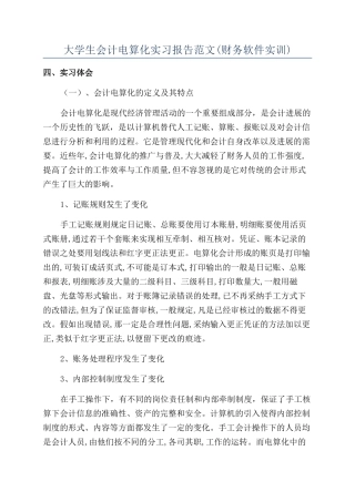 大学生会计电算化实习报告范文