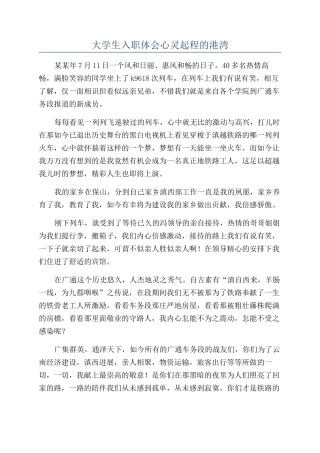 大学生入职体会心灵起程的港湾