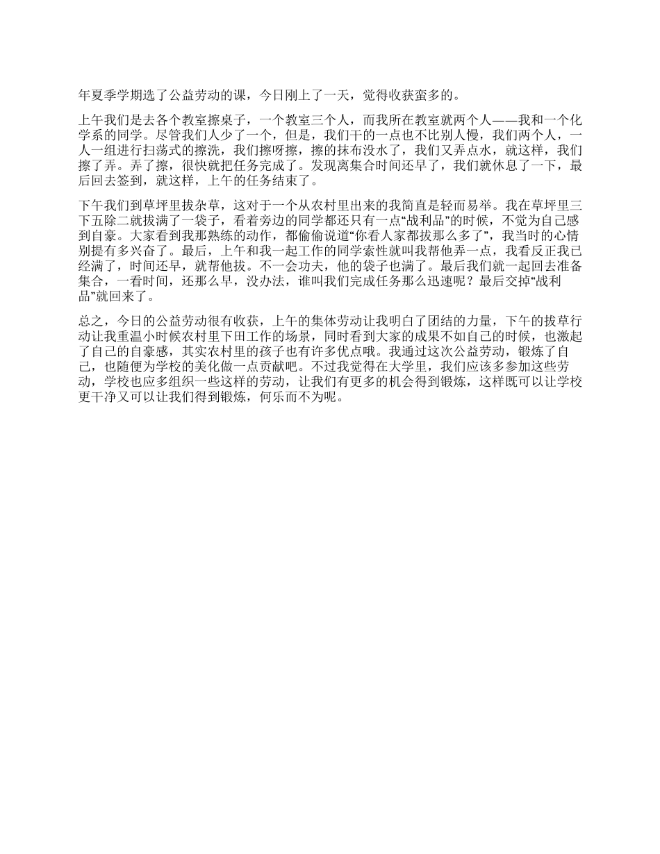 大学生公益劳动总结_第1页