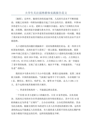 大学生关注弱势群体实践报告范文