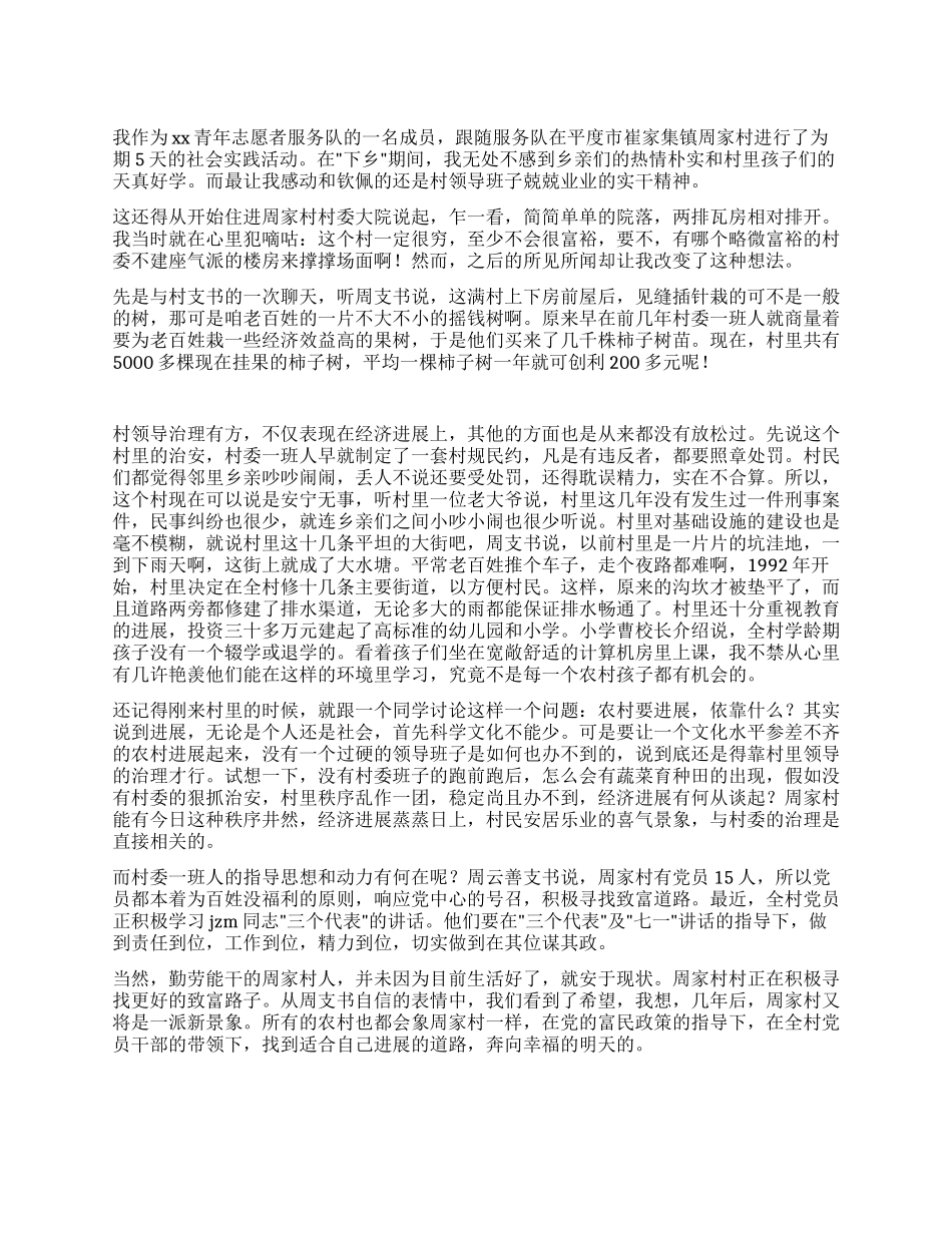 大学生农村暑期社会实践报告_第1页